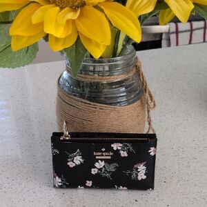 Kate Spade Black and Pink Floral Wallet